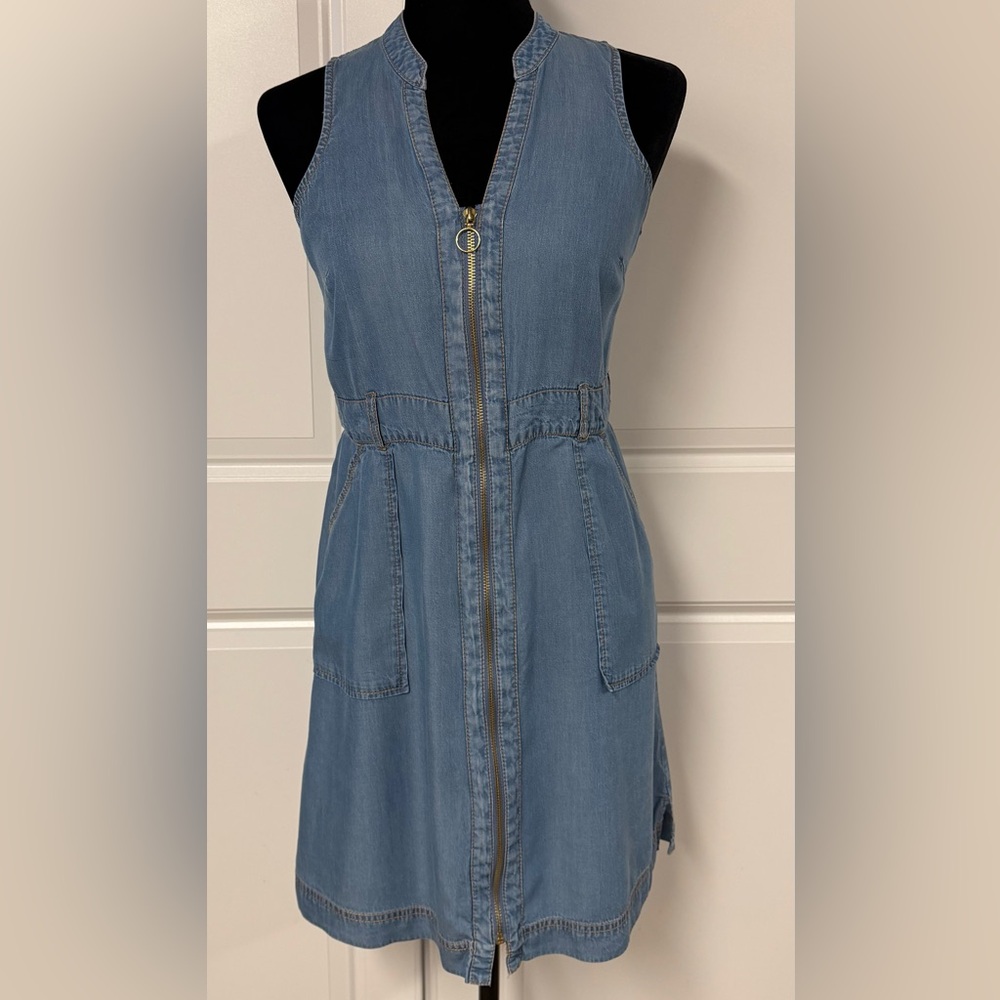 INC. Denim Zip Front Mini Dress - Picture 1 of 6